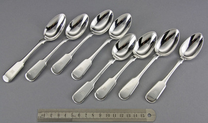 Russian Silver Teaspoons (set of 8) - Sazikov
